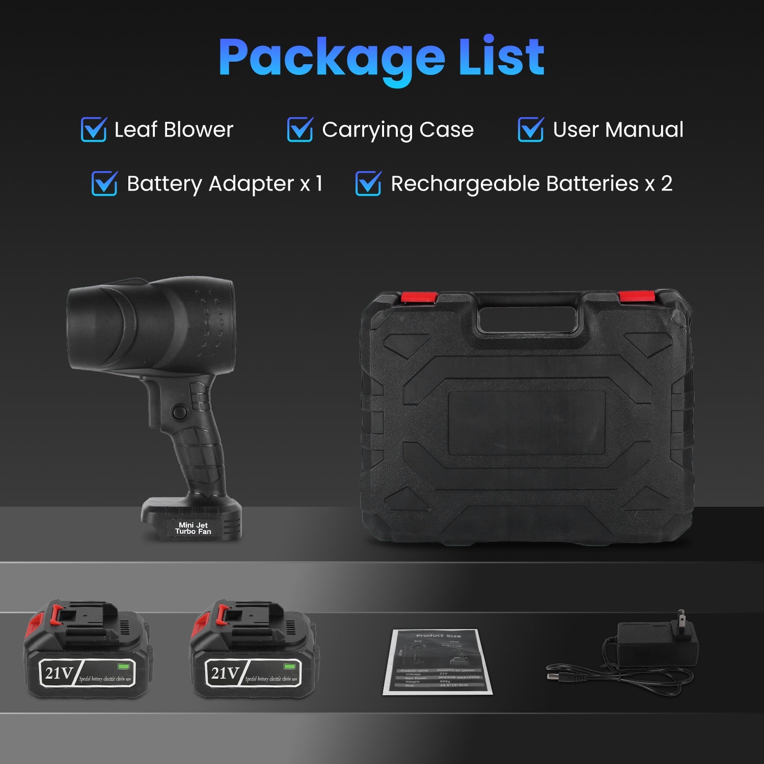 130000RPM Mini Cordless Leaf Blower Jet Blower Battery Operated Blower With 2x 3Ah Batteries For Leaf Snow Dust Water Blowing