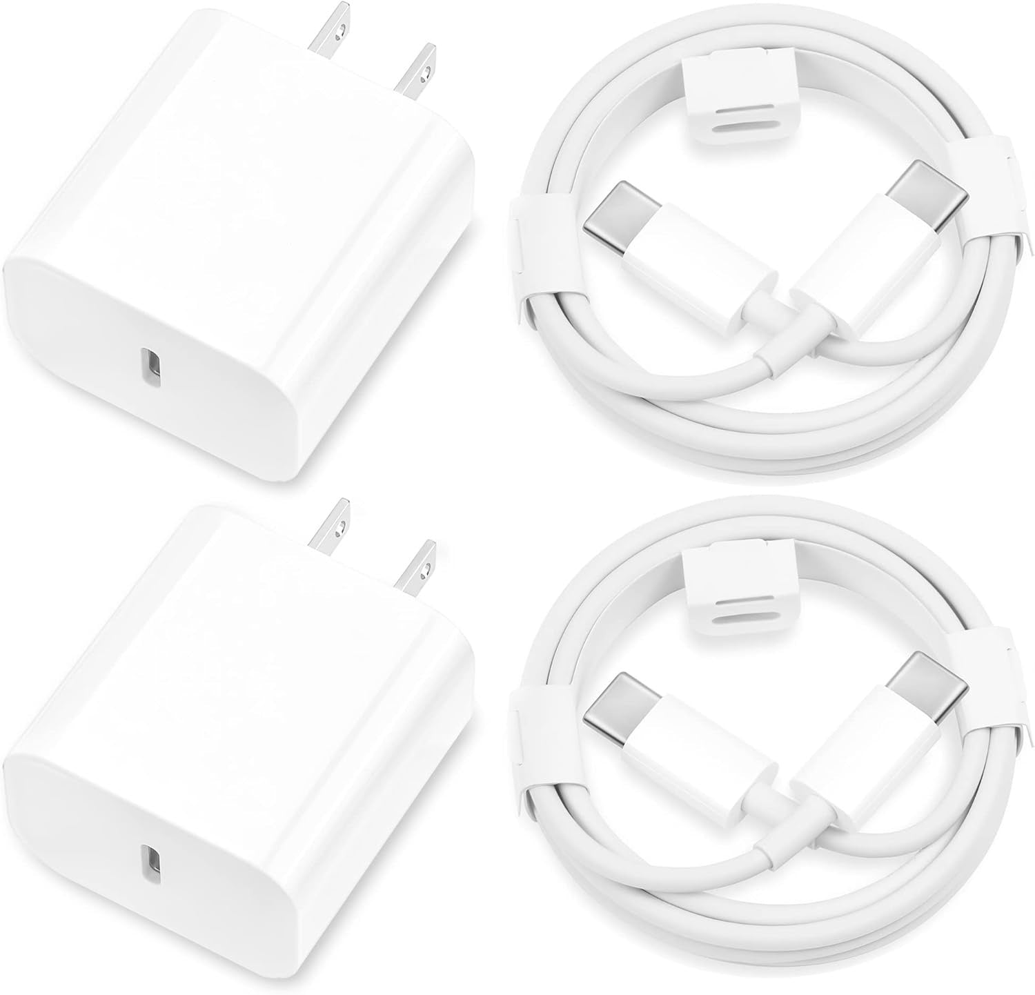 2‑Pack iPhone Fast Charger — USB‑C 20W PD Power Adapter + 6ft USB‑C