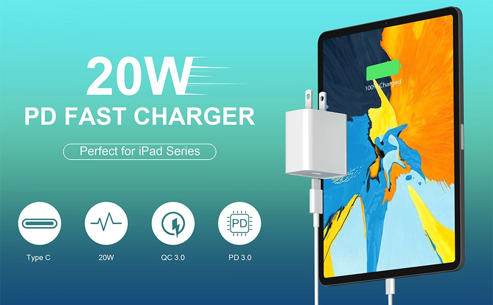 2‑Pack iPhone Fast Charger — USB‑C 20W PD Power Adapter + 6ft USB‑C