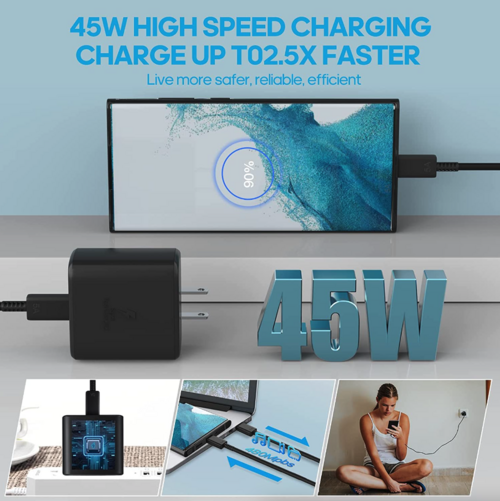 45W USB-C Super Fast Wall Charger 6FT Cable