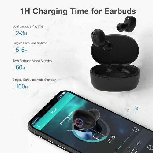 Bluetooth 5.0 Earbuds — IPX7 Waterproof, Hi‑Fi Stereo