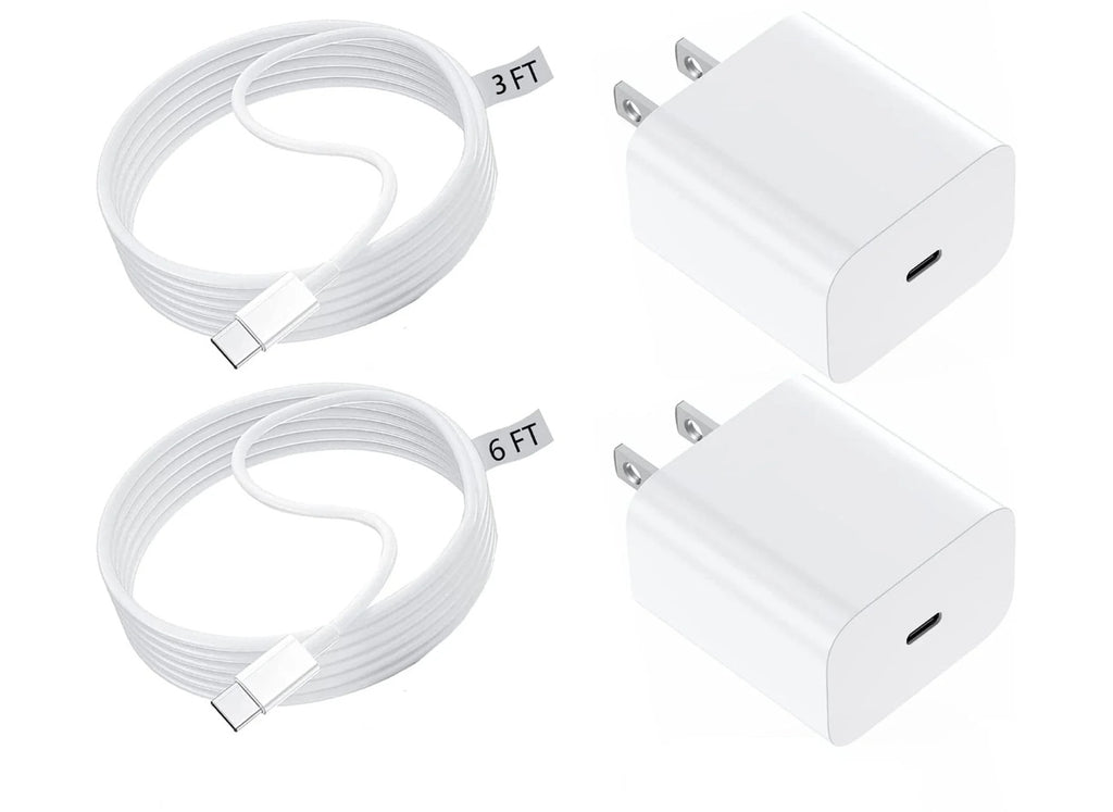 2‑Pack iPhone Fast Charger — USB‑C 20W PD Power Adapter + 6ft USB‑C