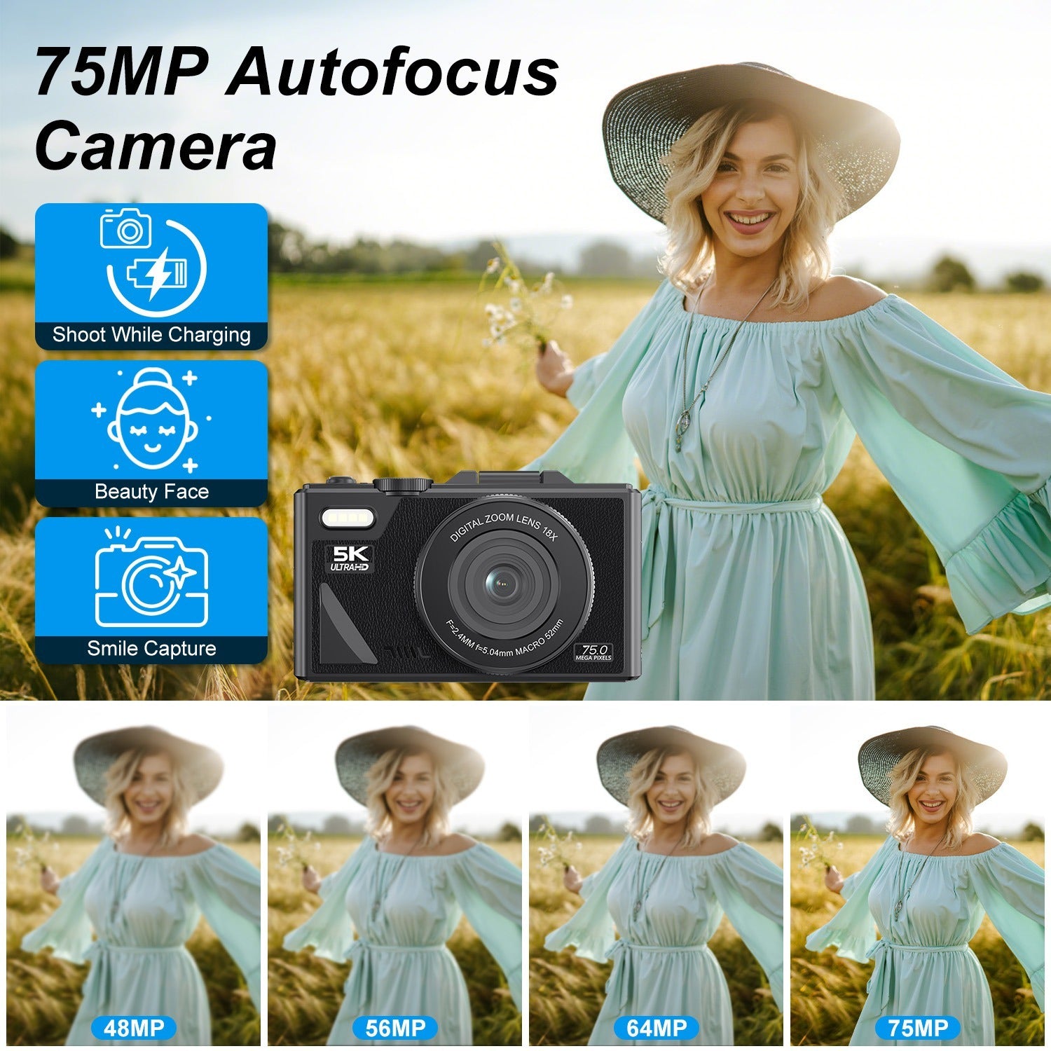 5K 75MP Vlogging Camera