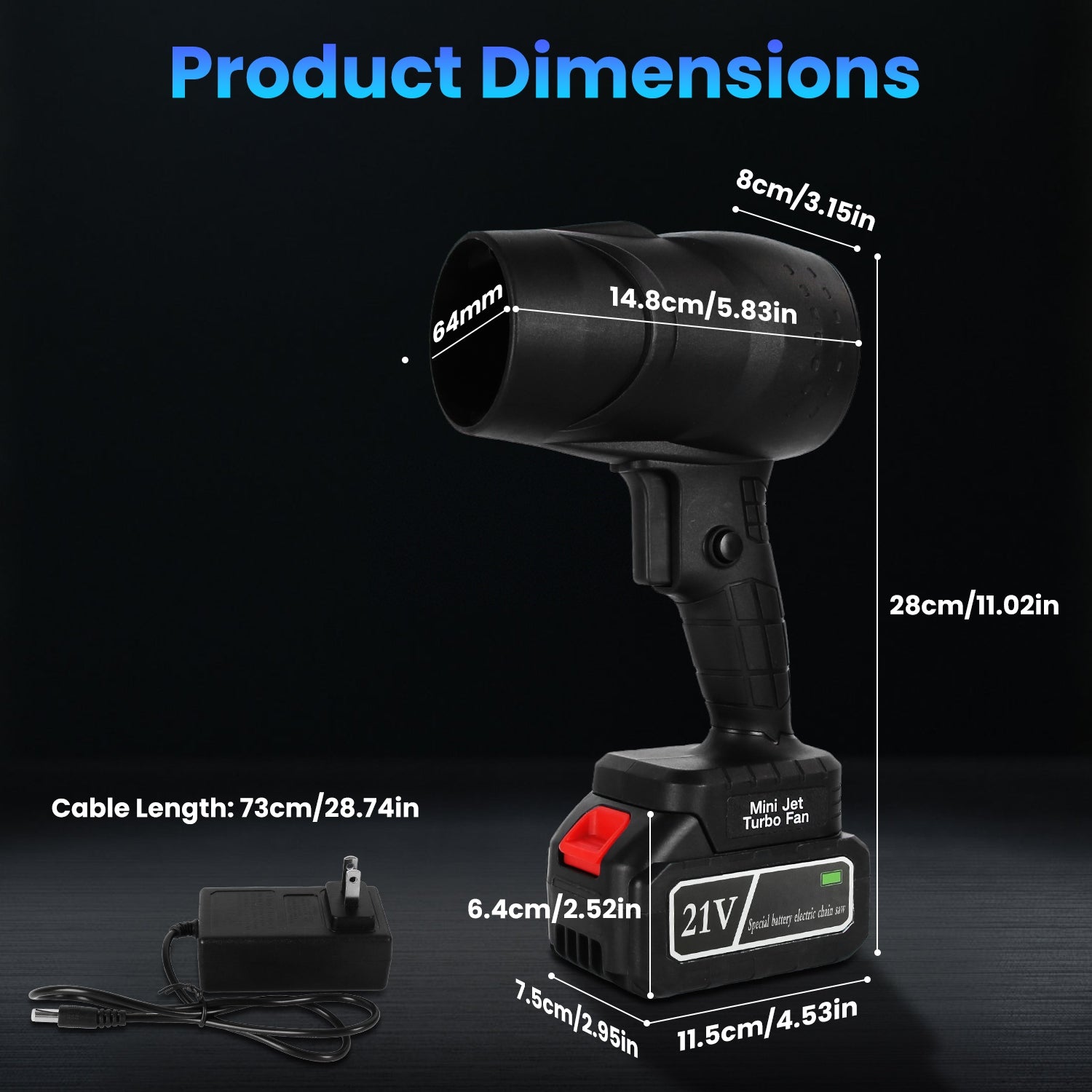 130000RPM Mini Cordless Leaf Blower Jet Blower Battery Operated Blower With 2x 3Ah Batteries For Leaf Snow Dust Water Blowing