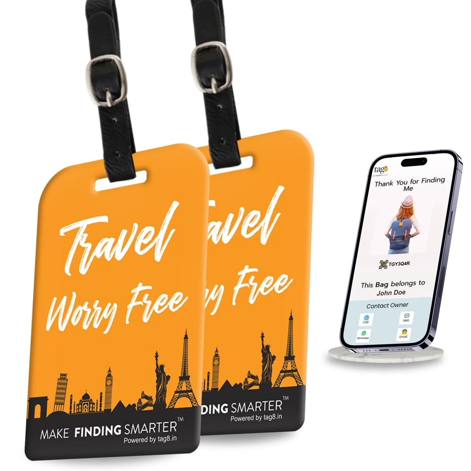 Smart QR Luggage Tag - Travel 2 Pieces