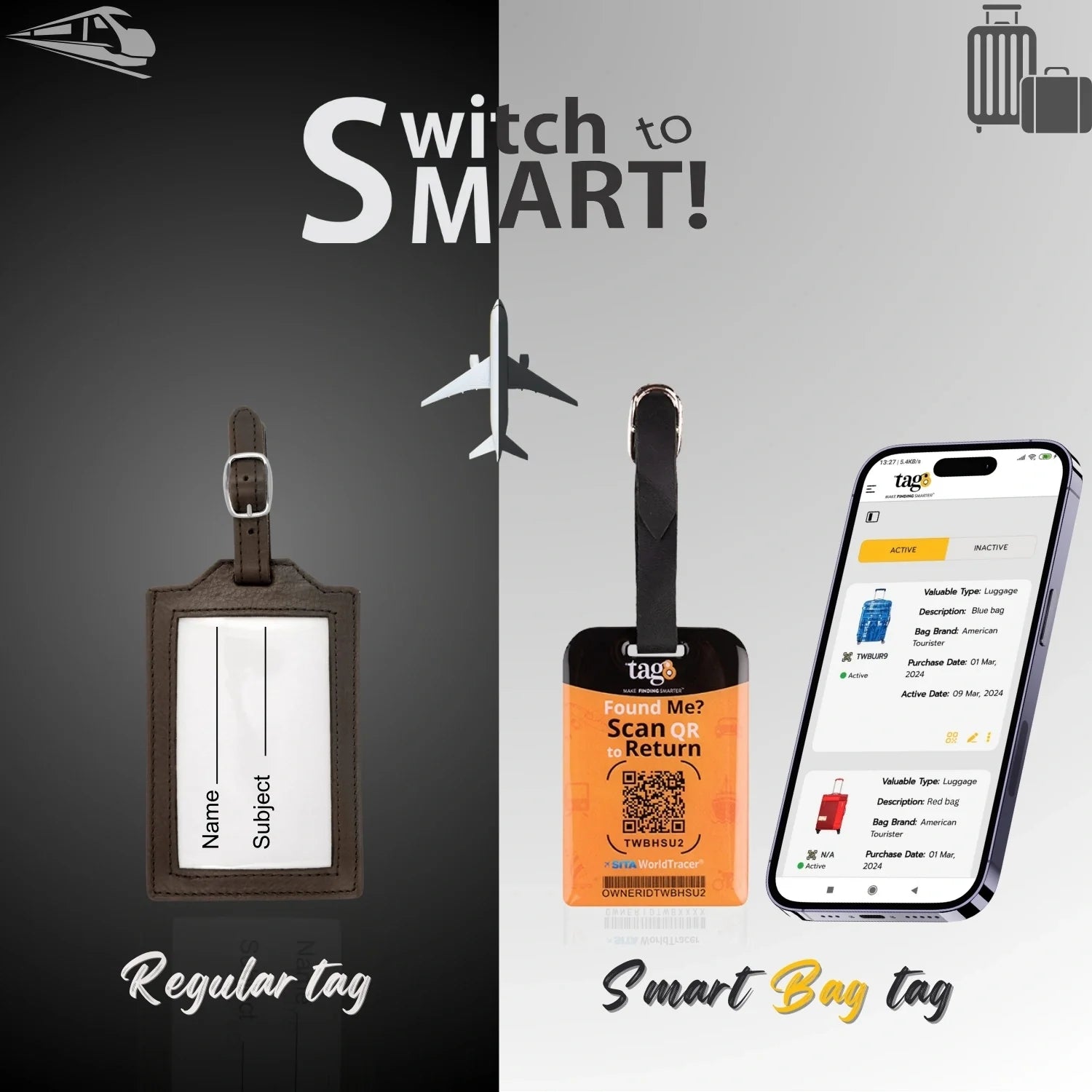 Smart QR Luggage Tag - Travel 2 Pieces